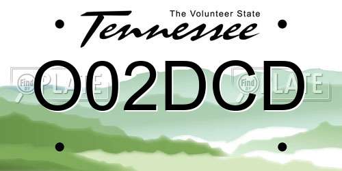 O02DCD Tennessee License Plate