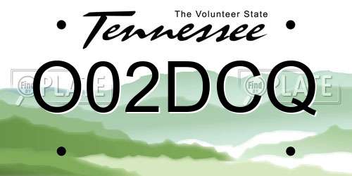 O02DCQ Tennessee License Plate