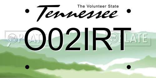 O02IRT Tennessee License Plate