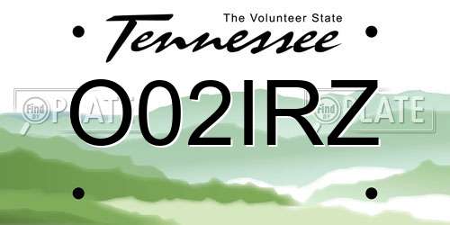 O02IRZ Tennessee License Plate