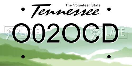 O02OCD Tennessee License Plate