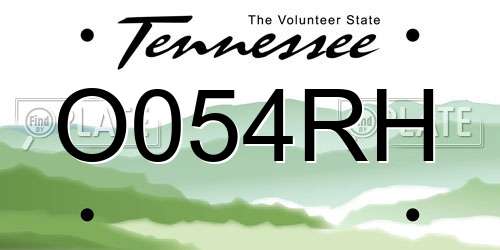 O054RH Tennessee License Plate