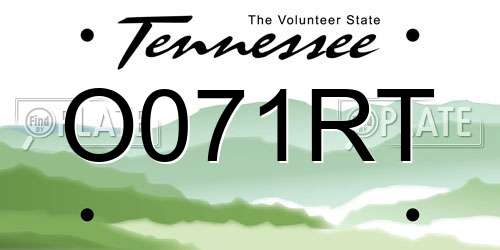 O071RT Tennessee License Plate