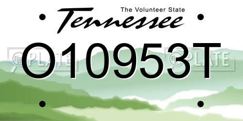 O10953T Tennessee License Plate