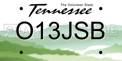 O13JSB Tennessee License Plate