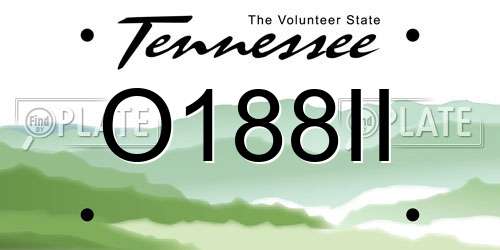 O188II Tennessee License Plate
