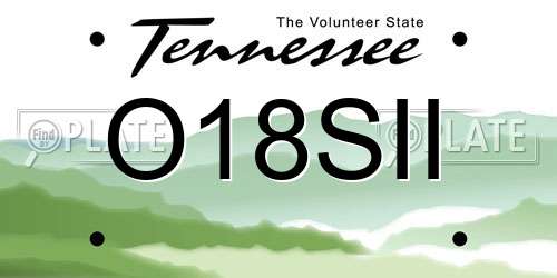 O18SII Tennessee License Plate