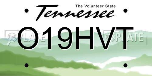 O19HVT Tennessee License Plate