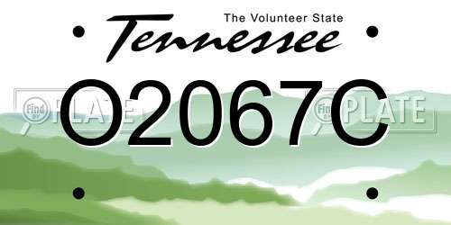 O2067C Tennessee License Plate