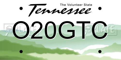 O20GTC Tennessee License Plate