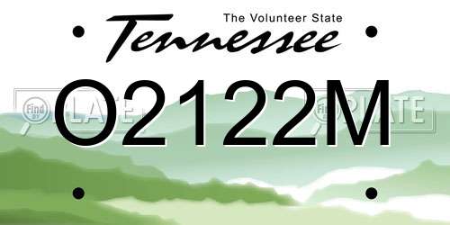 O2122M Tennessee License Plate