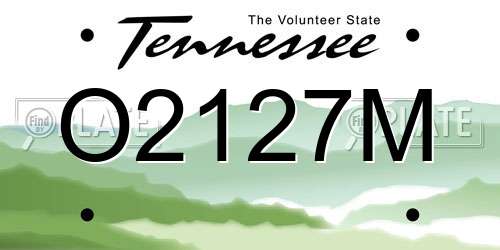 O2127M Tennessee License Plate