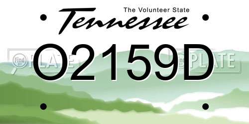 O2159D Tennessee License Plate