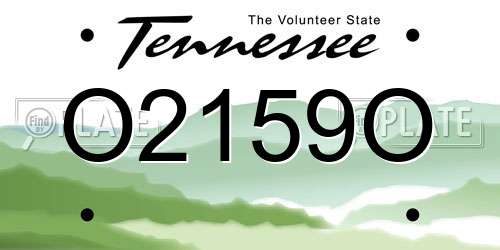 O2159O Tennessee License Plate