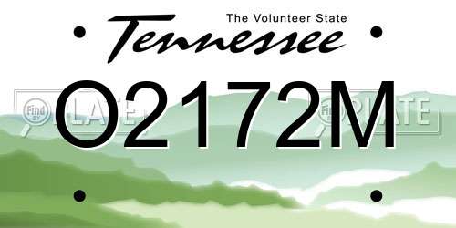 O2172M Tennessee License Plate