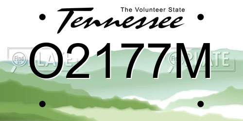 O2177M Tennessee License Plate