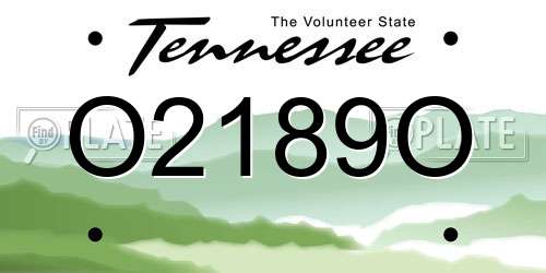 O2189O Tennessee License Plate