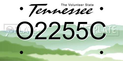 O2255C Tennessee License Plate