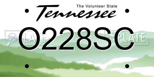 O228SC Tennessee License Plate