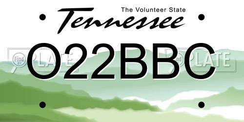 O22BBC Tennessee License Plate
