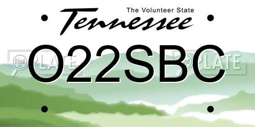 O22SBC Tennessee License Plate