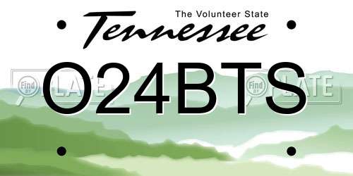 O24BTS Tennessee License Plate