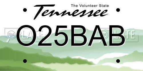 O25BAB Tennessee License Plate