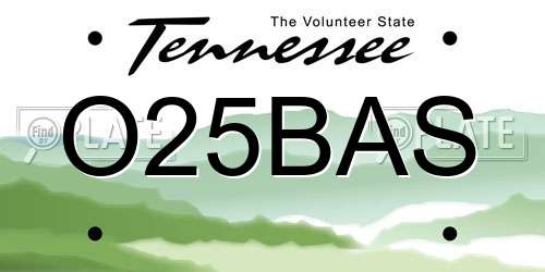 O25BAS Tennessee License Plate