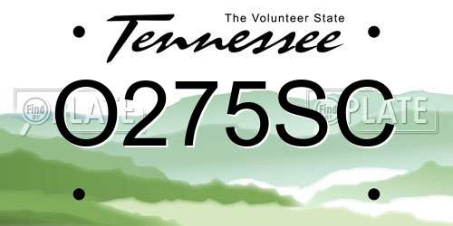 O275SC Tennessee License Plate