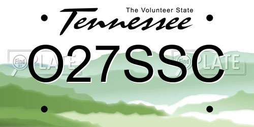 O27SSC Tennessee License Plate