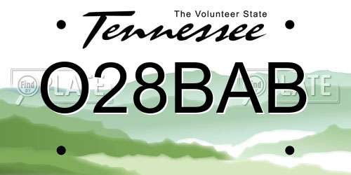 O28BAB Tennessee License Plate