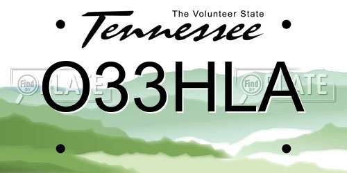 O33HLA Tennessee License Plate