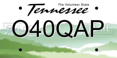 O40QAP Tennessee License Plate