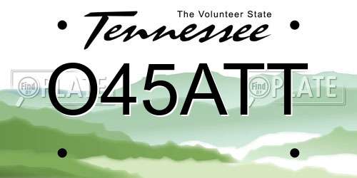 O45ATT Tennessee License Plate