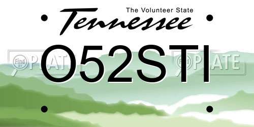 O52STI Tennessee License Plate