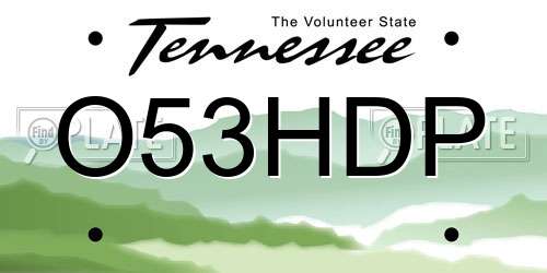O53HDP Tennessee License Plate