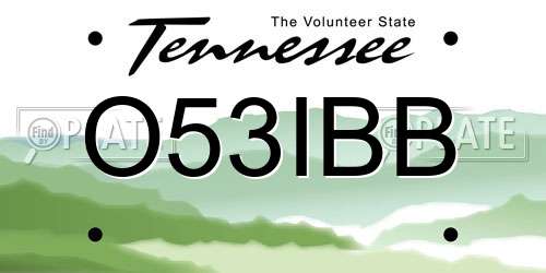 O53IBB Tennessee License Plate