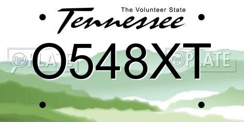 O548XT Tennessee License Plate