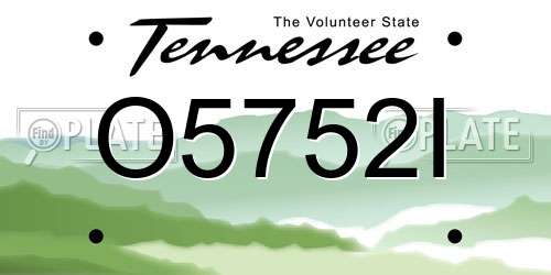 O5752I Tennessee License Plate