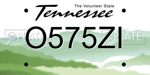 O575ZI Tennessee License Plate