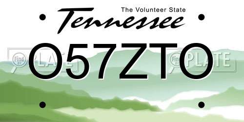O57ZTO Tennessee License Plate