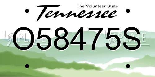O58475S Tennessee License Plate