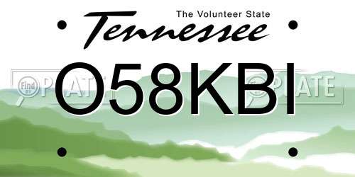 O58KBI Tennessee License Plate