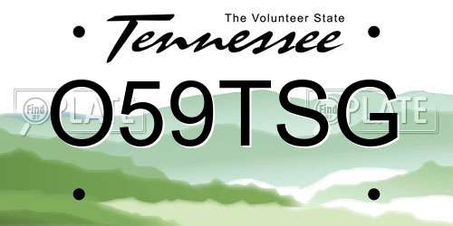 O59TSG Tennessee License Plate
