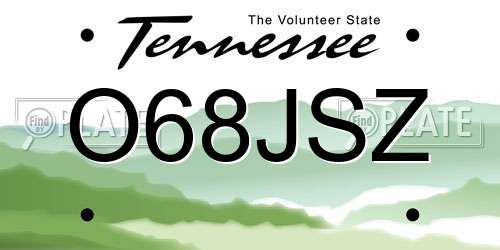 O68JSZ Tennessee License Plate