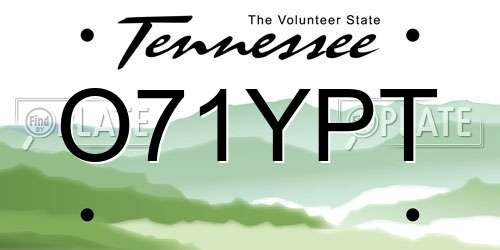 O71YPT Tennessee License Plate