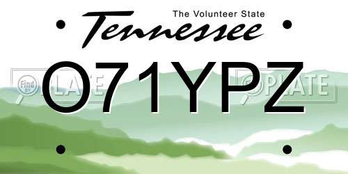O71YPZ Tennessee License Plate
