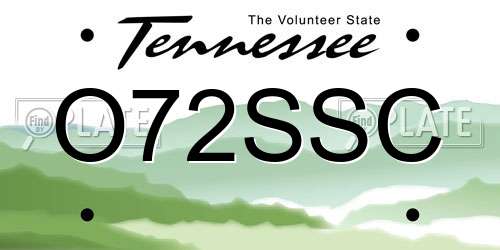 O72SSC Tennessee License Plate
