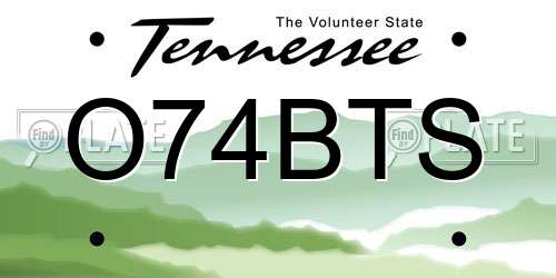 O74BTS Tennessee License Plate