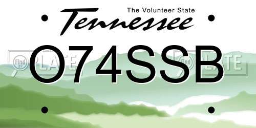 O74SSB Tennessee License Plate